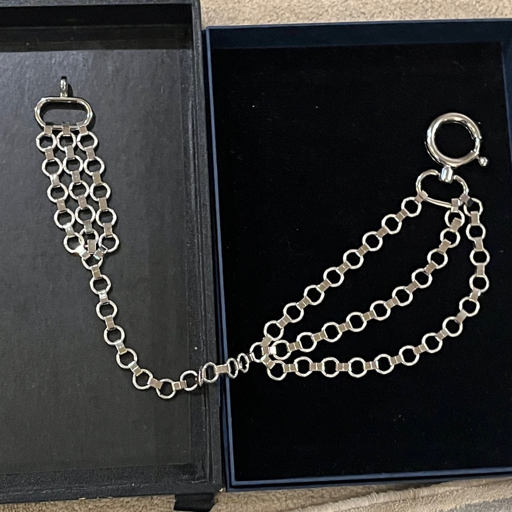 Silver Multi-Strand Statement Chain Necklace - image 4